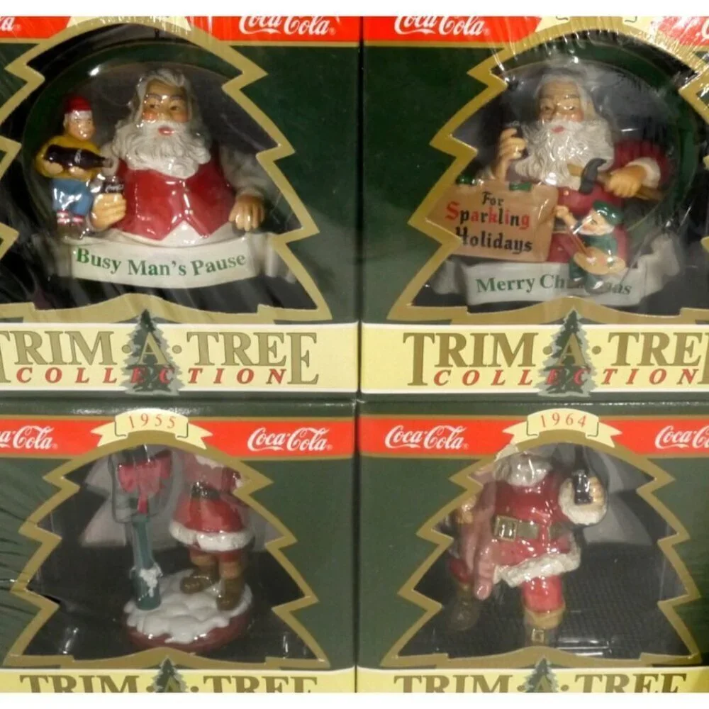 COCA COLA Trim A Tree four ornaments & string light set 3